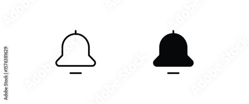 Message notification bell incoming inbox message, ringing, Alarm, service, handbell Firefighter call icons button, vector, sign, symbol, logo, illustration, editable stroke and flat design isolated