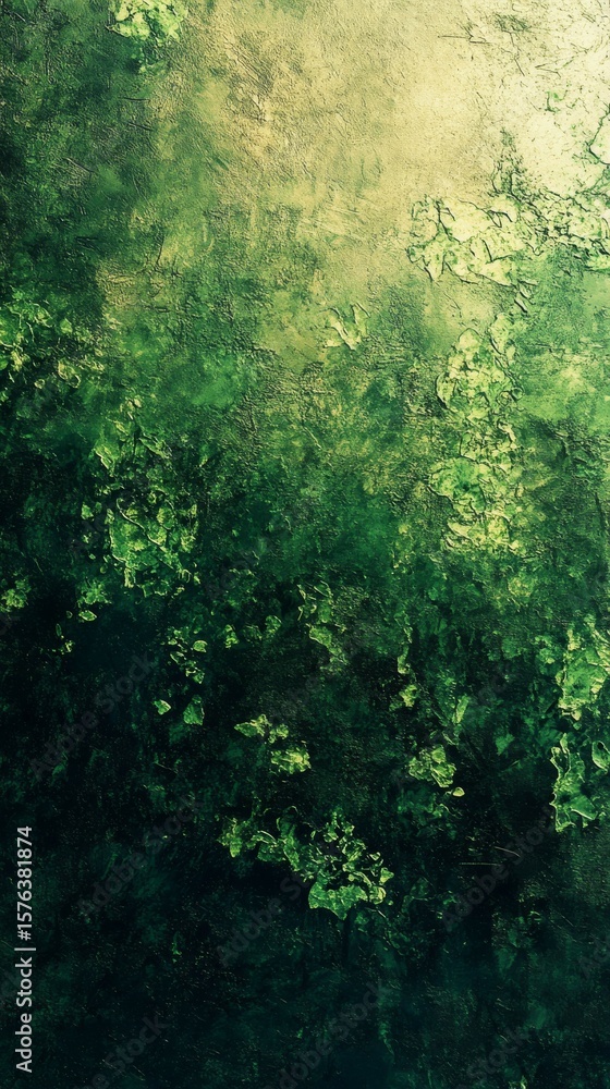Fototapeta premium Abstract Green Texture Painting with Light and Shadow