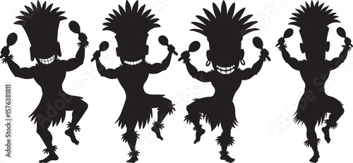 Cartoon Man Wearing Hawaii Mask Funny Character silhouette