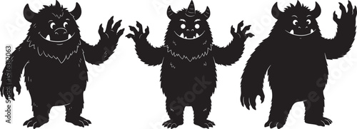 Cartoon Monsters Collection Cute Creatures silhouette