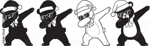 Dabbing Christmas Bear Cool Cartoon Character silhouette