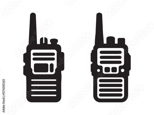 Pair of Black Silhouette Walkie Talkie Radio Communication Devices