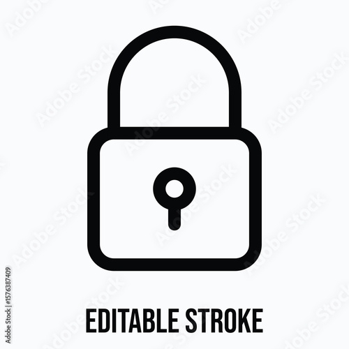 Padlock Lineal Icon For User Interface, Isolated Vector Editable Stroke Icon. 