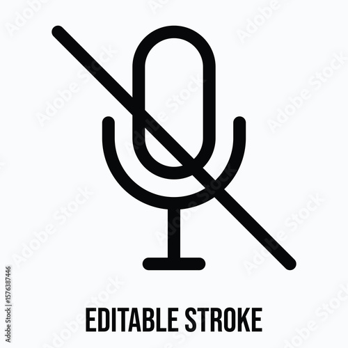 Mute Lineal Icon For User Interface, Isolated Vector Editable Stroke Icon. 