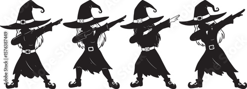 Dabbing Witch Halloween Cartoon Character silhouette