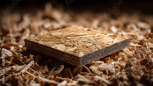 Detailed Square OSB on Wood Shavings with Textural Industrial Appeal