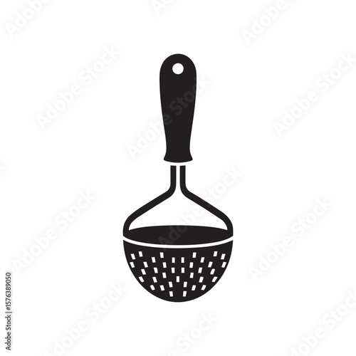 Essential Black Silhouette of a Kitchen Skimmer or Slotted Ladle