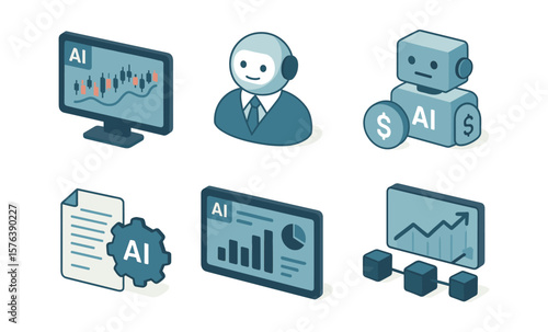 Ai in finance: algorithmic trading, robo-advisor, fintech bot, smart contract, and stock forecast chart