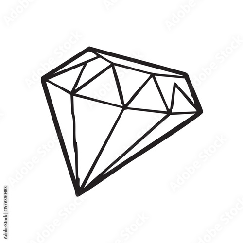 Sparkling Gem in Simple Style: A beautifully crafted diamond illustration, exuding luxury and sophistication with a minimalist approach. Perfect for various design applications.