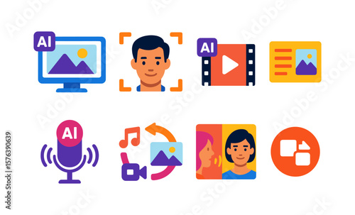 Innovative ai media tools and icons for digital content creation and design