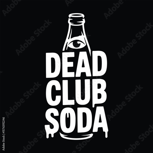 Dead club soda logo with an all seeing eye inside a bottle