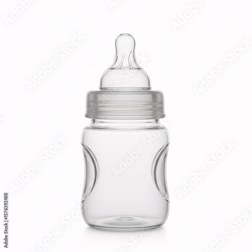 Baby bottle on white background. 3d rendering. Empty glass bottle.
