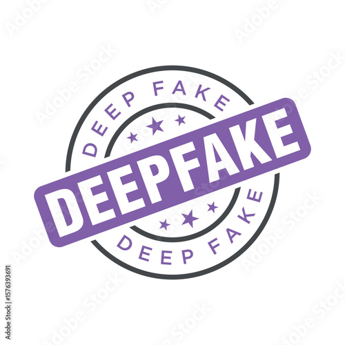 Deep Fake Letter Rubber Stamp Vector Design Template