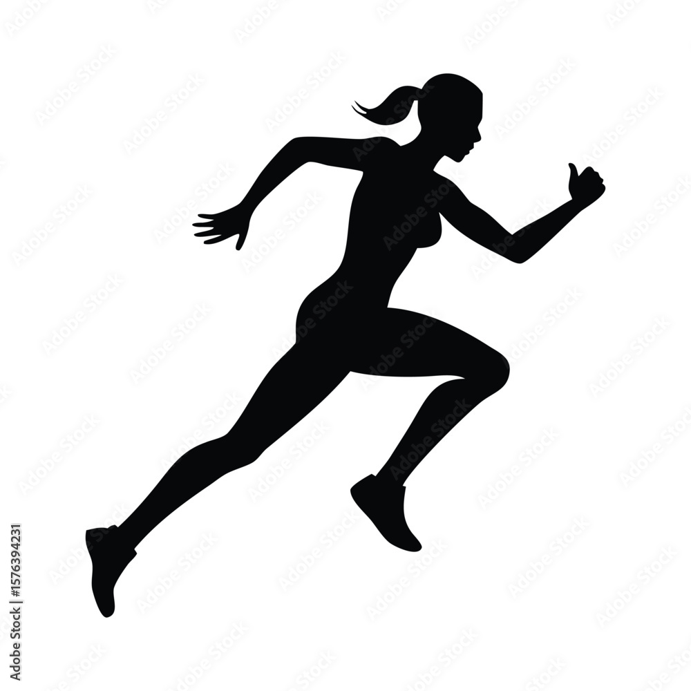 Silhouette of a running man and woman, an athletic person in action female girl run running athletic player silhouette vector icon illustration on white background Silhouette of a running man and woman, an athletic person in action female girl run running athletic player silhouette vector icon illustration on white background