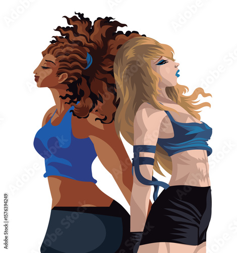 two fitness gym women together