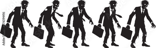 Spooky Zombie Businessman Cartoon Character silhouette