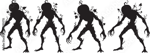 Pumpkin Monster Halloween Cartoon Character silhouette