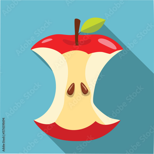 Cute apple core flat vector
