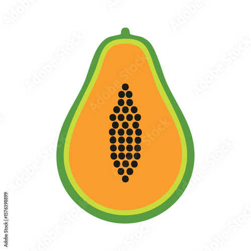 Cute papaya flat vector