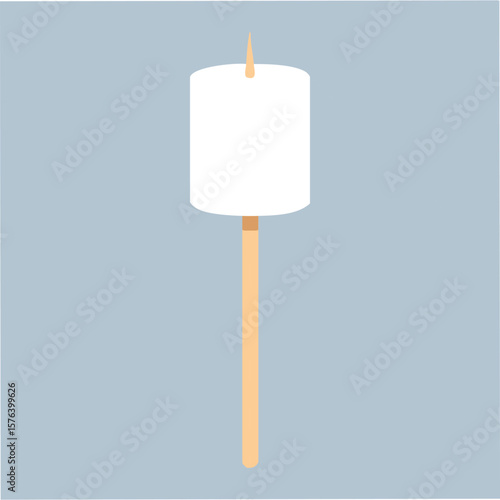 Cute marshmallow stick flat vector