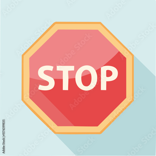 Cute stop sign flat vector