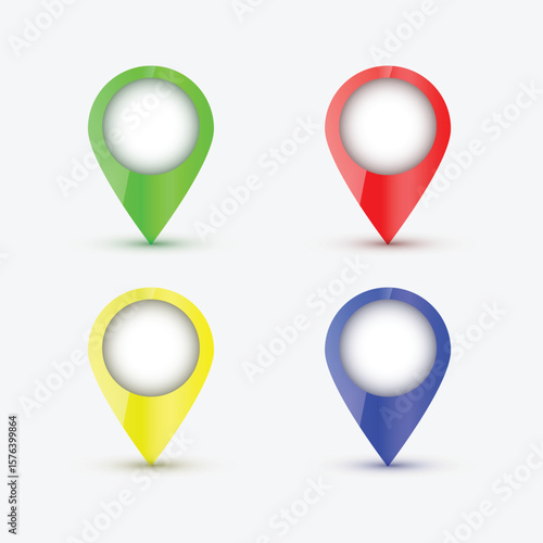 Free Download set of colorful 3D map pointers icon for location design - GFXLoad