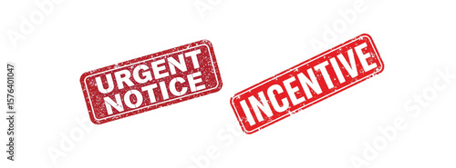 Urgent Notice and Incentive Rubber Stamp Designs for Business Communication and Alerts