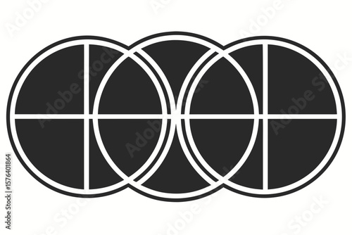 Interlocking Circular Segments Dark Gray White Graphic