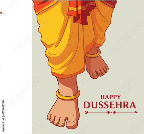 Lord Rama Feet with Yellow Dhoti for Dussehra Festival Celebration Vector .

