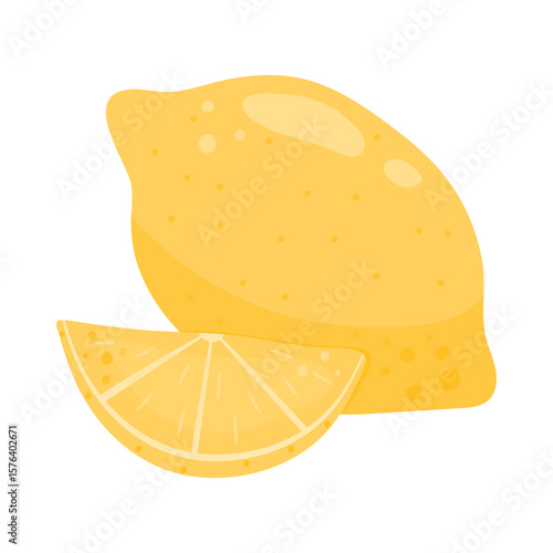 Whole lemon fruit and sliced. Ripe juicy fruits. Citrus fruits.