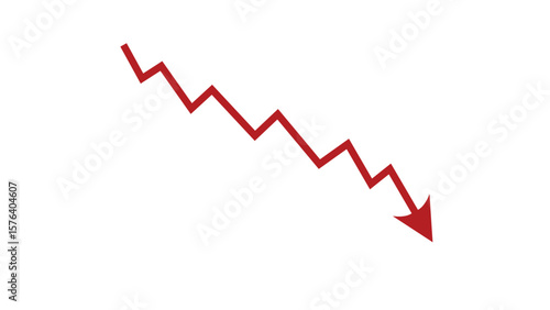 Red arrow graph, business stock market investment down fall direction loss stock market crash