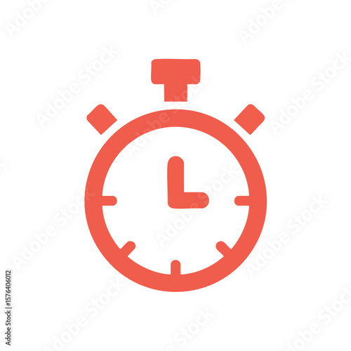 Stopwatch Time Control Icon. Modern flat design depicting a chronometer. This graphic symbolizes speed, efficiency, and precise measurement, ideal for projects needing urgency or performance tracking.
