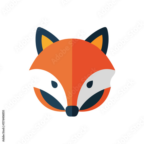 Minimalist Fox Head Illustration. A contemporary animal visage with vibrant orange, representing wisdom and ingenuity. Ideal for modern branding, emblems, or a playful profile.