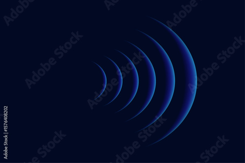Wifi wave light effect. Radar sensor, beep technology, digital sign.Transparent neon circle symbol. wireless internet connection. Radar or sonar with wireless technology emitting a light effect