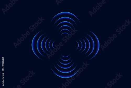 Wifi wave light effect. Radar sensor, beep technology, digital sign.Transparent neon circle symbol. wireless internet connection. Radar or sonar with wireless technology emitting a light effect
