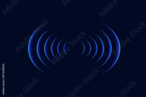 Wifi wave light effect. Radar sensor, beep technology, digital sign.Transparent neon circle symbol. wireless internet connection. Radar or sonar with wireless technology emitting a light effect