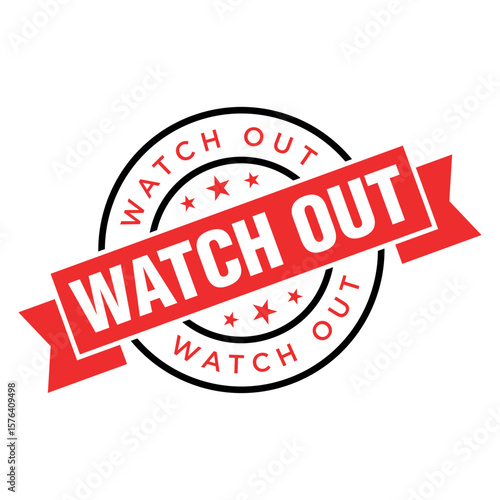 Watch Out Letter Rubber Stamp Template Design