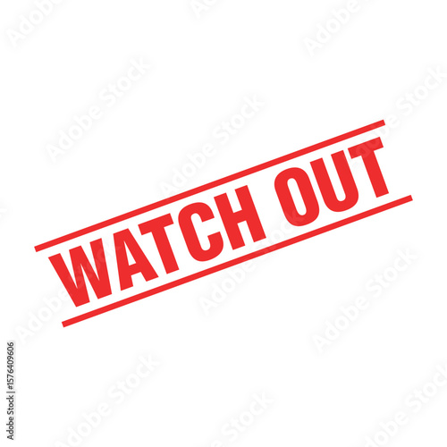 Watch Out Letter Rubber Stamp Template Design