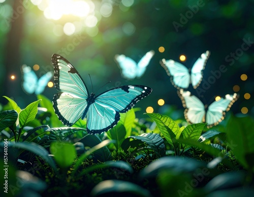butterfly on green background