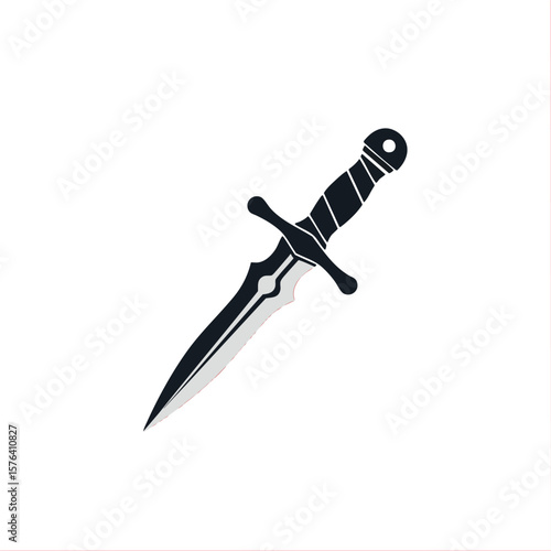 Stylized Fantasy Dagger Emblem. Striking graphic of a sharp blade, symbolizing strength, protection, and decisive action. Perfect for themes of adventure, power, or mystery.