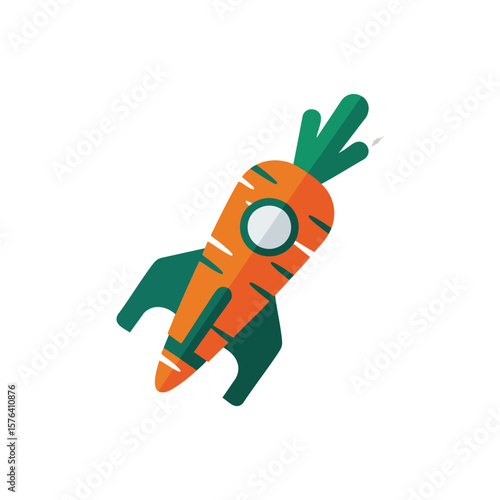 Healthy Growth Rocket. Vibrant illustration of a root vegetable shaped like a spacecraft taking off, symbolizing sustainable advancement and natural energy.