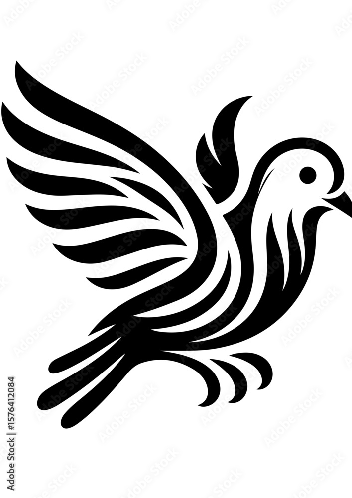 Obraz premium A peaceful dove flies, isolated on white background