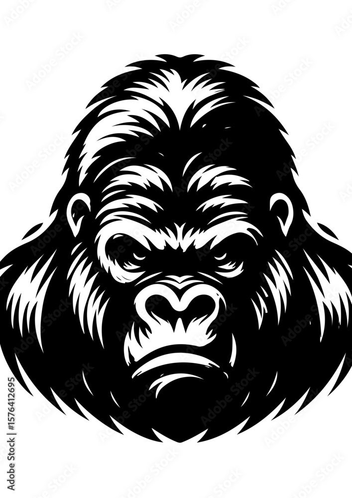 custom made wallpaper toronto digitalA black and white illustration of a gorillas face