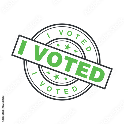 I Voted Letter Rubber Stamp Template Design