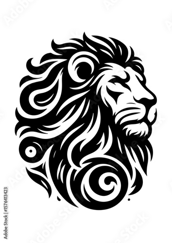 Wallpaper Mural A majestic lion head is displayed, isolated on white background Torontodigital.ca