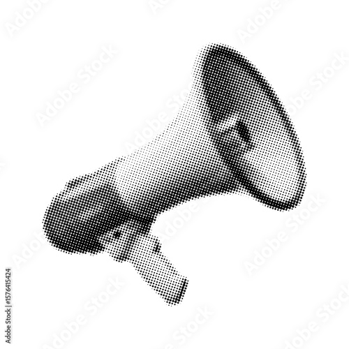 Valokuva Megaphone with halftone style for college in retro pop art style,hand cut from a