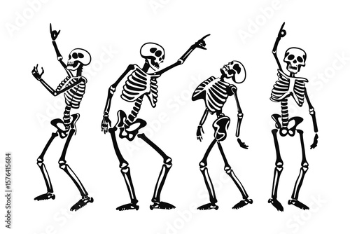 Dancing Skeletons Vector Set with Expressive Poses