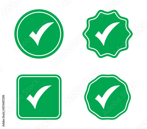 Green check mark icon. Check mark vector icon. Checkmark Illustration. Vector symbols set ,green checkmark isolated on white background. Correct vote choise isolated symbol.