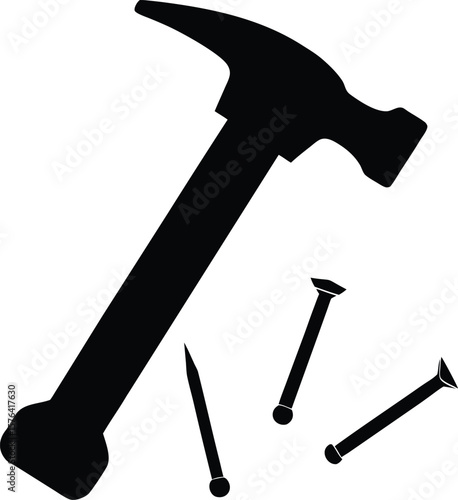 Crossed hammers vector illustration claw hammer logo