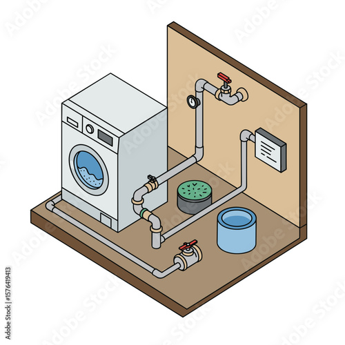 Laundry Room. Home Septic Drainage System Setup